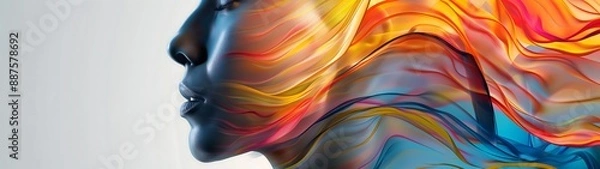 Fototapeta Geometric wave human face background