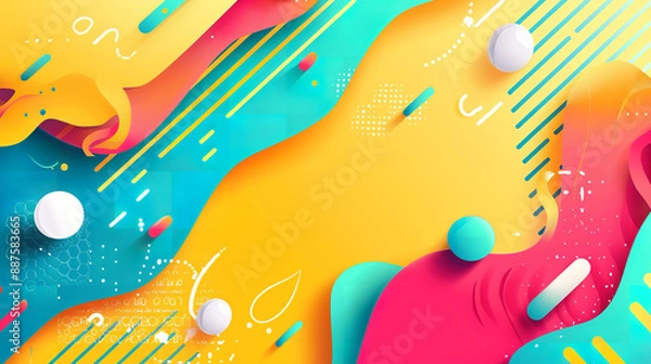 Fototapeta A vibrant summer sale banner bursts with bold colors and abstract shapes, capturing attention with its dynamic design