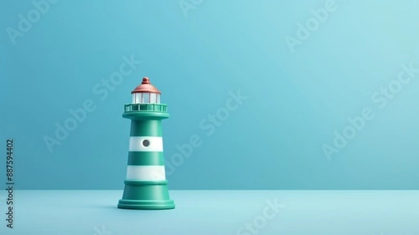 Obraz a green and white striped lighthouse