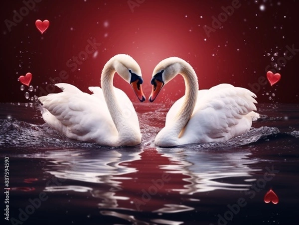 Obraz two swans in the water