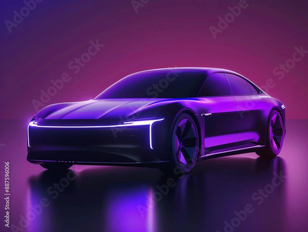 Obraz a black car with purple lights