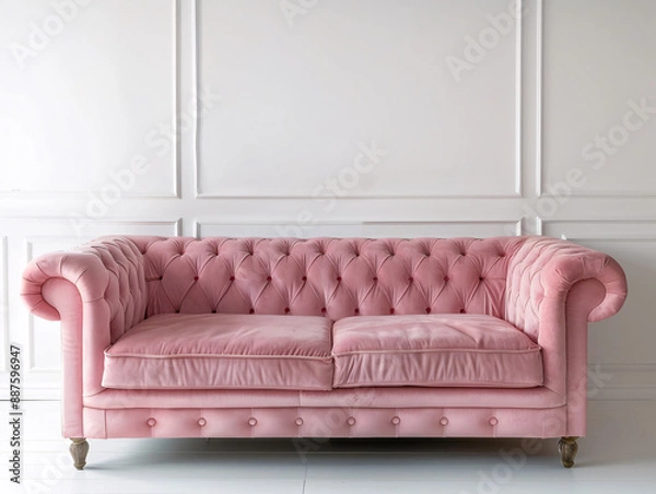 Obraz a pink couch in a room