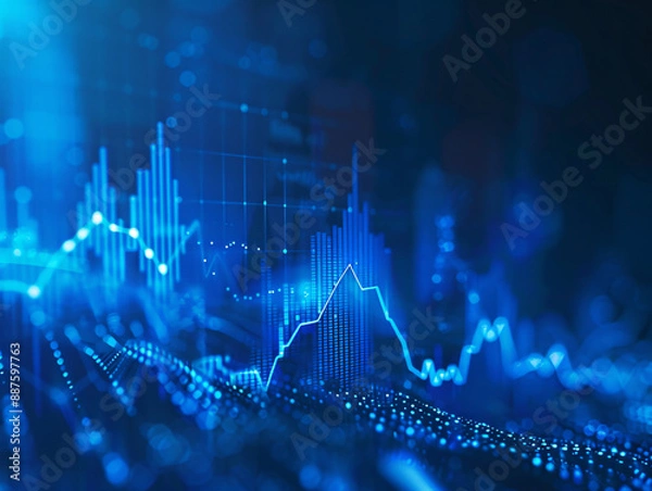 Obraz a blue graph on a computer screen