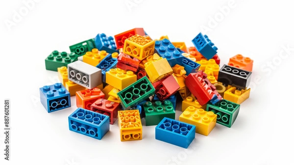 Fototapeta **Construction Bricks and Blocks on white background