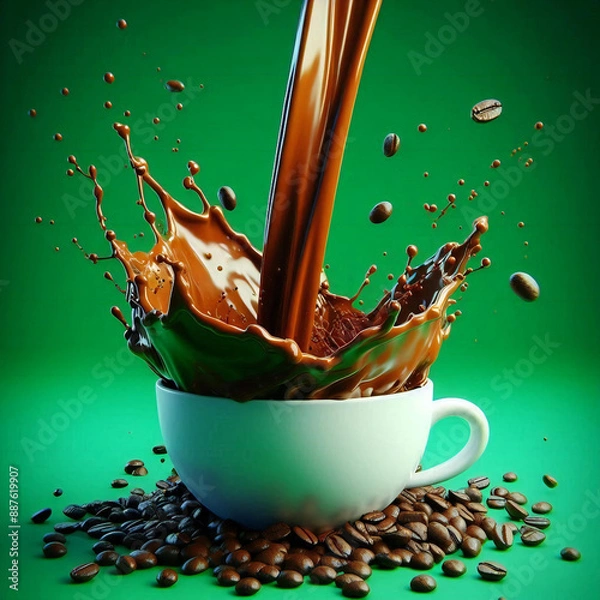 Obraz coffee splash in cup with beans 