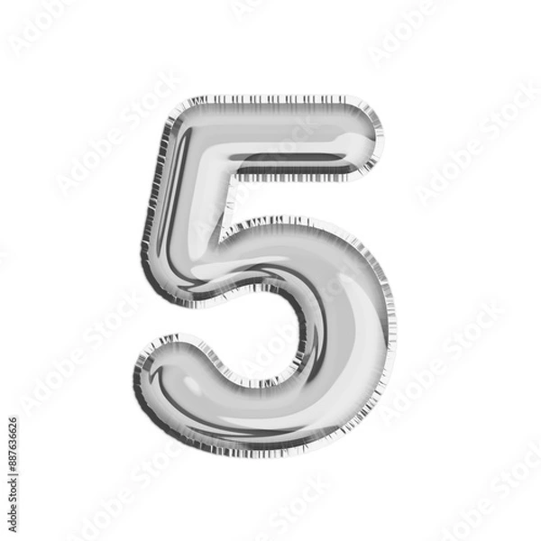 Obraz Silver Foil Balloon Number 5