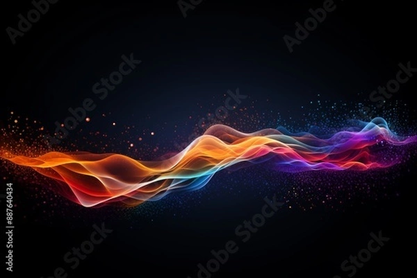 Fototapeta Digital graphic abstract background for technological processes, neural networks, digital data storage, particle flow, fundamentals of artificial intelligence Technology Network Background, banner
