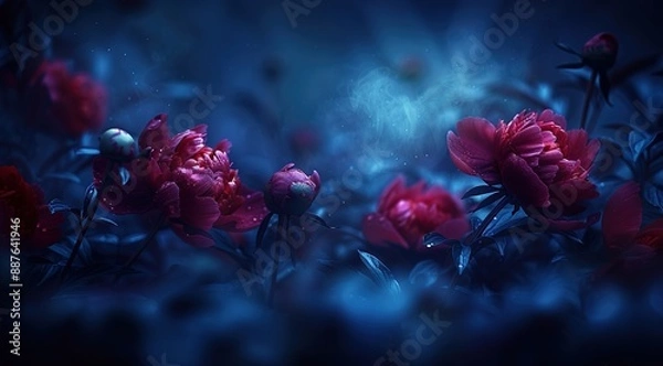 Obraz background with flowers and butterflies