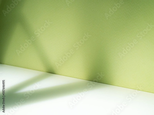 Fototapeta Background green shadow floor studio room photo empty gradient leaf Floor wall backdrop muslin design canvas surface texture podium eco Scene mockup product cosmetic beauty organic display stand.