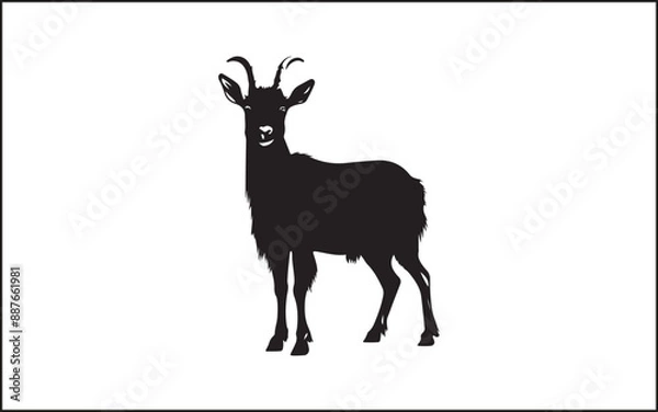 Fototapeta Premium Vector Simple goat silhouette vector in isolated white background Goat silhouettes set