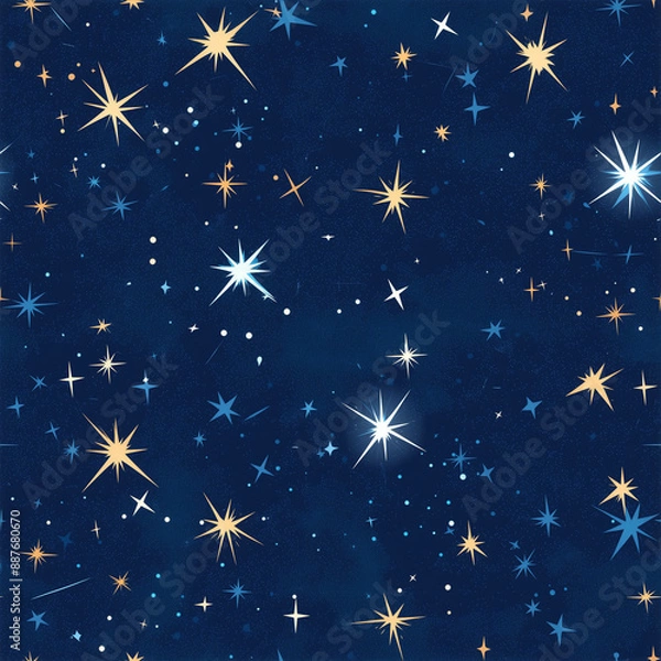 Fototapeta アニメ風の煌めく星空パターン