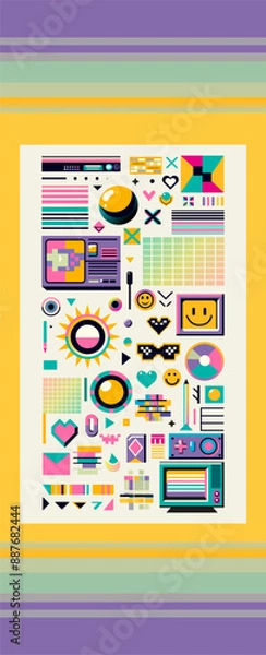 Fototapeta Retro Tech Icons Background