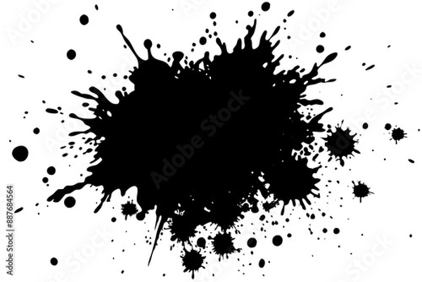 Fototapeta A black ink splash on a white background resembling art or a liquid plant