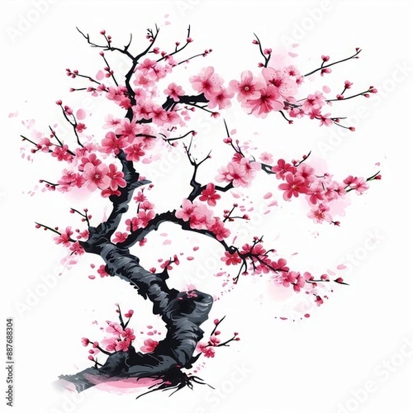 Fototapeta A beautiful painting capturing the essence of a cherry blossom tree in full bloom