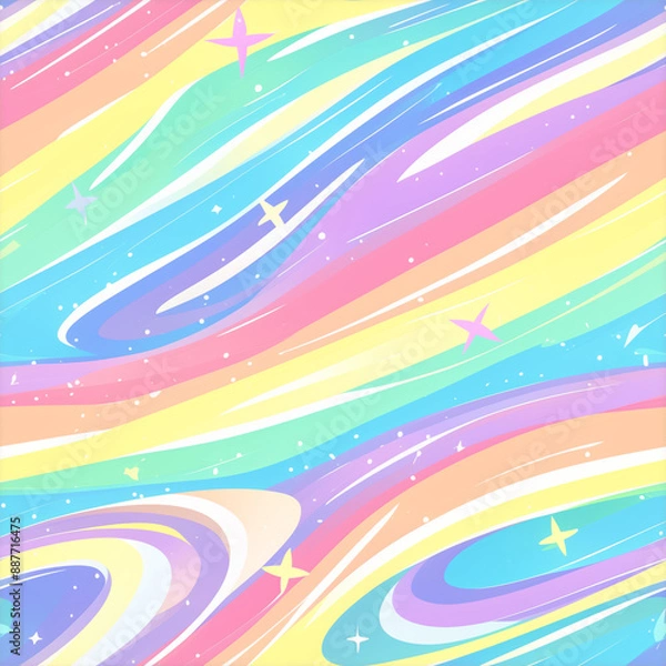 Obraz アニメ風の抽象的なパステル虹パターン