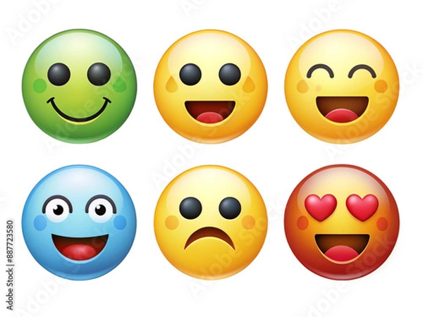 Fototapeta High Detailed Beautiful Emoji Expressions Icon Set on Transparent Background