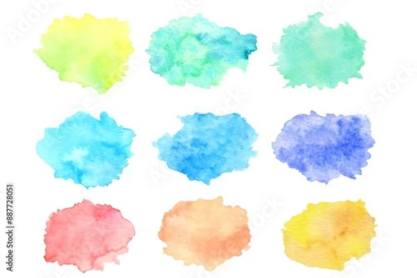 Fototapeta 水彩　にじみ　染み　カラー　セット