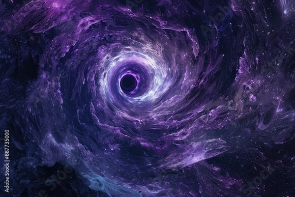 Fototapeta A spiral galaxy with purple and blue hues floating in space, A cosmic spiral galaxy spinning in the void of space, Awesome spiral galaxy many light years far from the Earth, AI generated