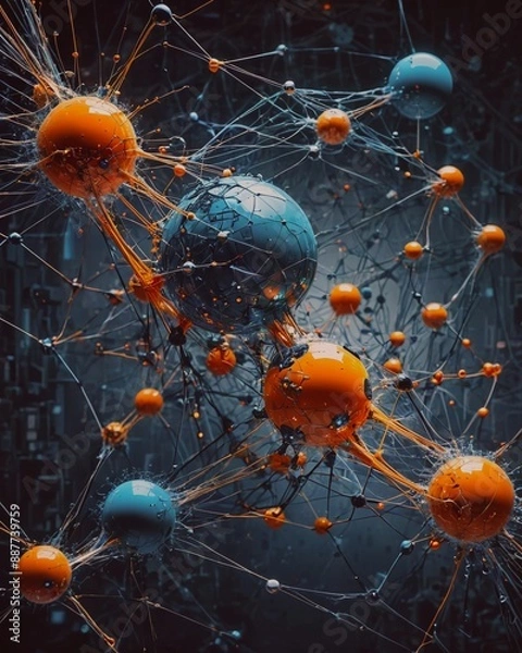 Fototapeta Step into the mesmerizing world of "The Interconnected Realms," where the boundaries between art and science blur into a harmonious fusion of vibrant colors, intricate patterns, and cosmic energy. 