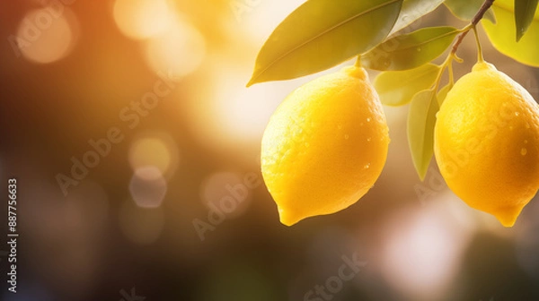 Obraz Two ripe lemons on a lemon tree