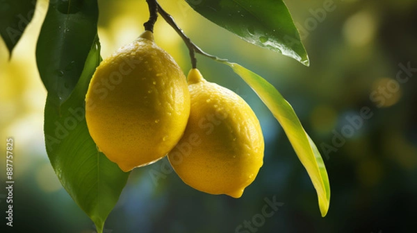 Obraz Two ripe lemons on a lemon tree