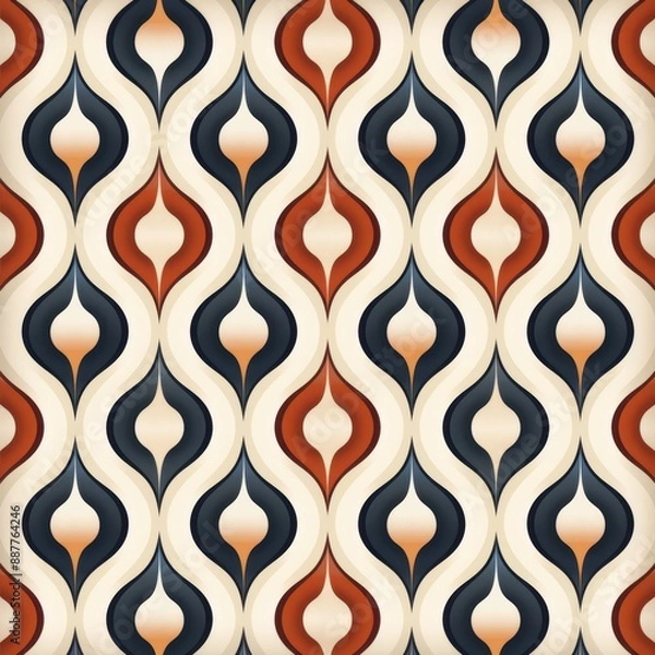 Fototapeta Vintage S-Shaped Pattern In Red, Blue, And White