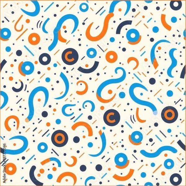 Obraz Abstract Geometric Pattern in Blue, Orange, and Black