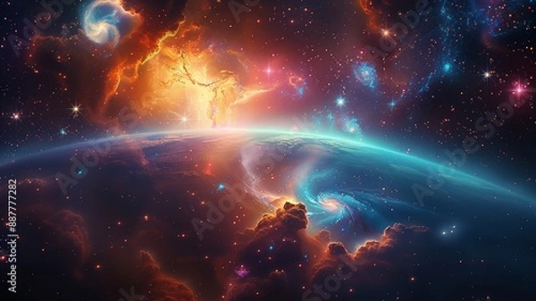 Obraz Fantastic galactic background style. Generative AI