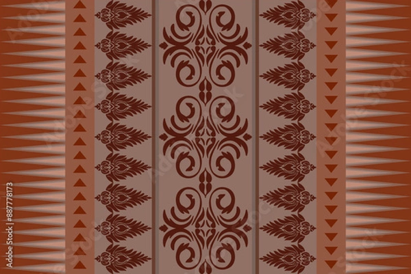 Fototapeta Brown Native American  pattern design for background or wallpaper and clothing .