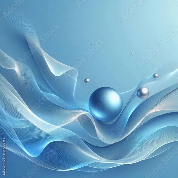 Obraz abstract blue background with translucent smooth lines, Al Generation