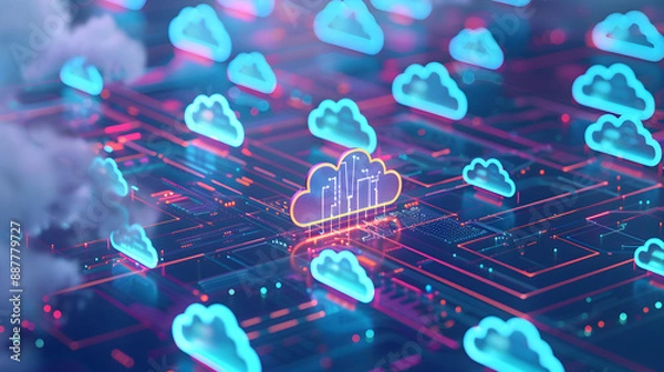 Fototapeta Awesome Visuals Describe Cloud Computing Wonders datacenter infrastructure hosting