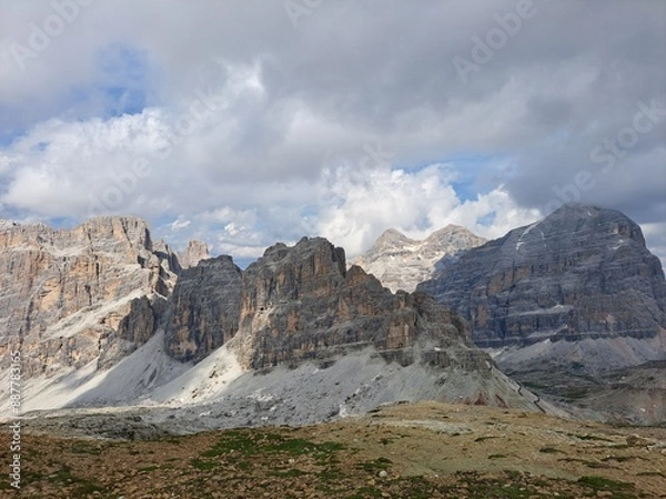 Obraz mountain landscape with snow and clouds
