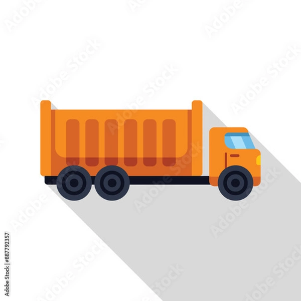 Fototapeta Orange tipper truck transporting building materials on a construction site