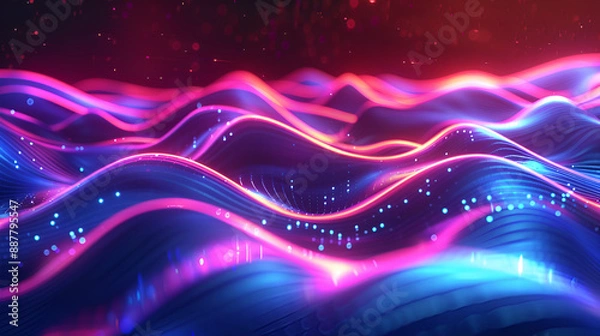 Obraz Vibrant Big Neon Wave Background