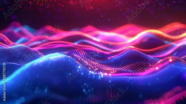 Obraz Vibrant Big Neon Wave Background