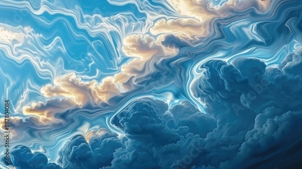 Fototapeta Clouds in the sky resemble ocean waves