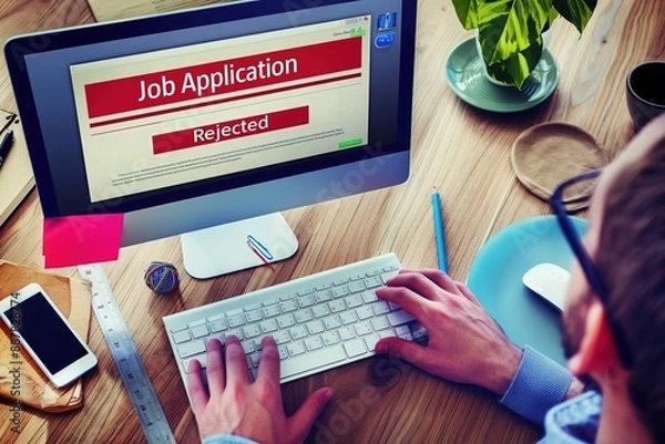 Obraz Job Rejection - Computer Screen Displaying Rejected Job Application