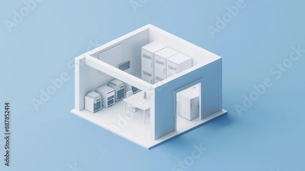 Obraz A model of a building with a car and trees on the side. architectural model, building model, car model, trees model, urban planning, miniature building, scale model, architectural design, model city,