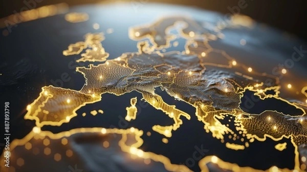Fototapeta Illuminated Europe Map from Space