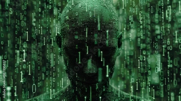 Fototapeta Digital Matrix Abstract Binary Code Art