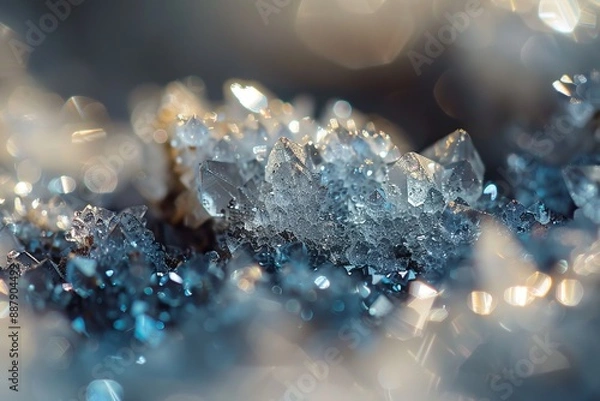 Fototapeta A macro shot of a sparkling druzy crystal, highlighting its tiny, glittering crystals