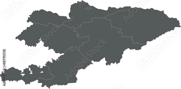 Fototapeta Vector blank map of Kyrgyzstan with regions and administrative divisions. Editable and clearly labeled layers.