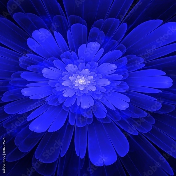 Fototapeta Blue fractal Bloom with white in the middle