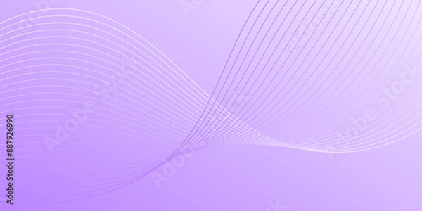 Fototapeta Abstract background with lines and waves. Medium banner size. Element for design. Vector background for brochure, booklet, flyer, poster. Purple gradient. Summer