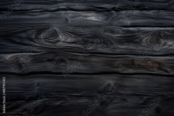 Fototapeta Processed collage of smoking wood planks surface texture. Background for banner, backdrop