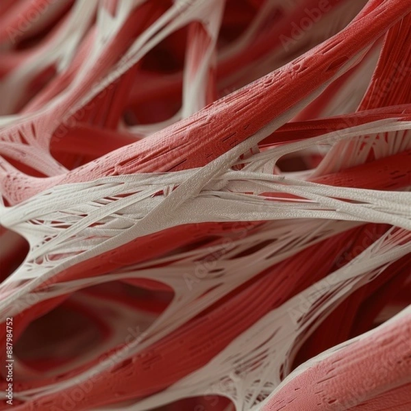 Fototapeta Intricate view of muscle fibers and tissues, Human body system cells, Muscular anatomy