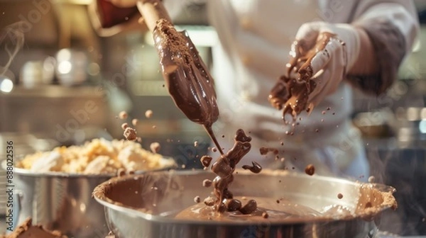 Fototapeta Chocolate making process in a kitchen