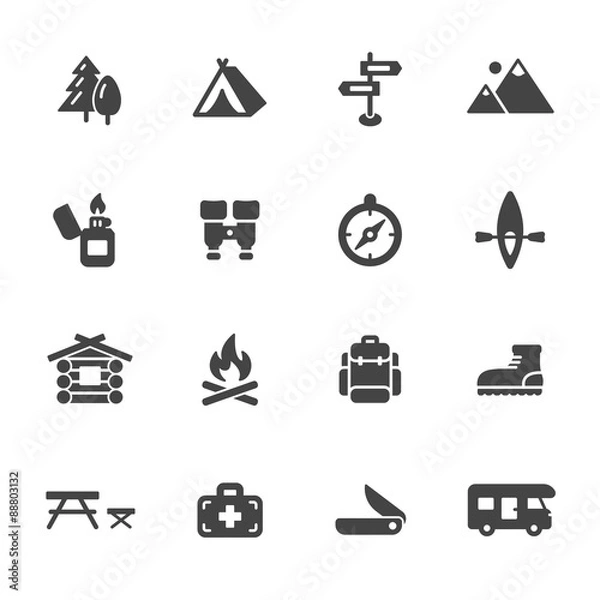 Fototapeta Ikony kempingu