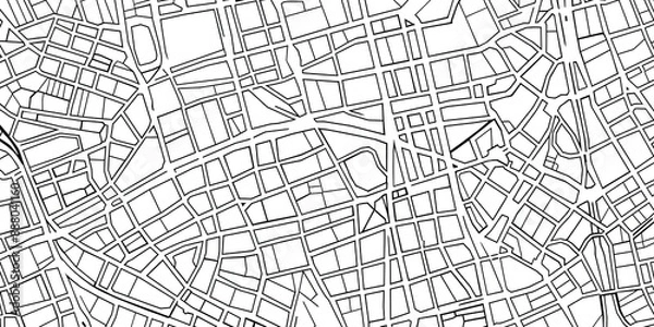 Fototapeta Abstract Urban Street Map in Black and White