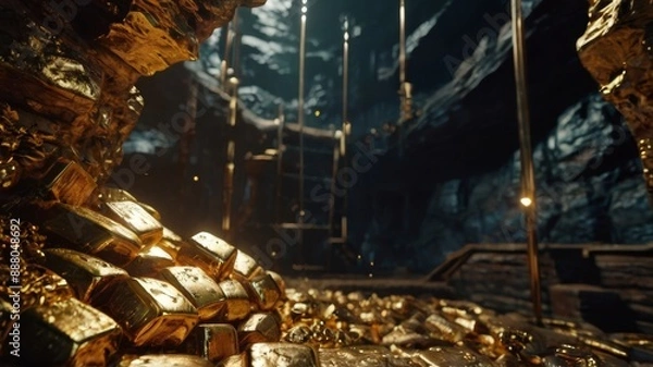 Obraz Abstract gold mine for gaming background 